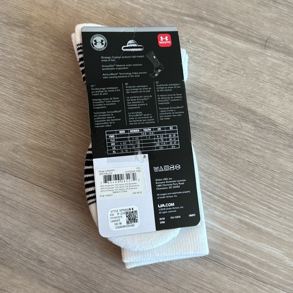 New Under Armour Team Performance Crew Sock White - Picture 2 of 3